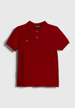 United Colors of Benetton tricouri polo din bumbac pentru copii culoarea rosu, neted imagine