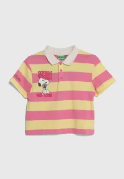 United Colors of Benetton tricouri polo din bumbac pentru copii culoarea roz, modelator imagine