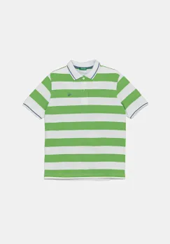 United Colors of Benetton tricouri polo din bumbac pentru copii culoarea verde, cu imprimeu, 39QAC301T imagine
