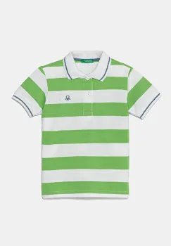 United Colors of Benetton tricouri polo din bumbac pentru copii culoarea verde, cu imprimeu, 39QAG300V imagine