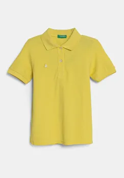 United Colors of Benetton tricouri polo din bumbac pentru copii culoarea verde, neted, 3089G3008 imagine