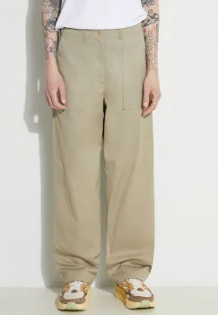 Universal Works pantaloni de bumbac Fatigue Pant culoarea bej, drept, 132.STONE imagine