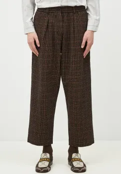 Universal Works pantaloni din lana culoarea verde, drept, 31156 imagine