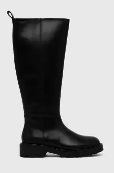 Vagabond ghete de piele Kenova femei, culoarea negru, cu toc plat imagine