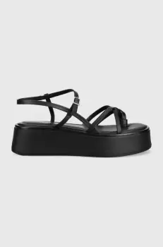 Vagabond sandale de piele Courtney femei, culoarea negru, cu platforma imagine