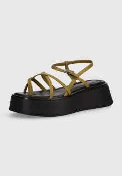 Vagabond Shoemakers sandale de piele COURTNEY femei, culoarea verde, cu platforma, 5334-701-33 imagine