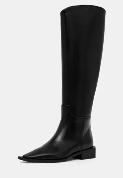 Vanda Novak ghete de piele Giselle femei, culoarea negru, cu toc plat imagine