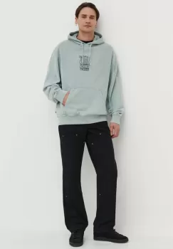 Vans bluza barbati, culoarea verde, cu gluga, cu imprimeu imagine