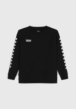 Vans bluza copii EXPOSITION CHECK CREW VN0008CBBLK1 culoarea negru, modelator imagine