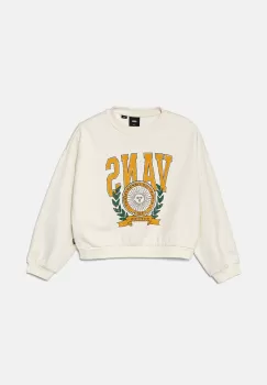 Vans bluza copii First Team Loose Crew culoarea bej, cu imprimeu, VN000J6HFS81 imagine