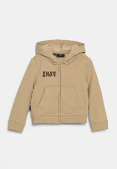 Vans bluza copii Happy Days Zip Hoodie culoarea bej, cu gluga, cu imprimeu, VN000JAU4MG1 imagine