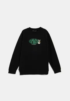 Vans bluza copii Hopper Loose Crew culoarea negru, cu imprimeu, VN000JC1BLK1 imagine