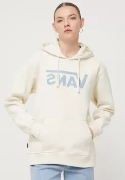 Vans bluza femei, culoarea bej, cu gluga, cu imprimeu imagine