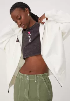 Vans bluza femei, culoarea bej, cu gluga, cu imprimeu imagine