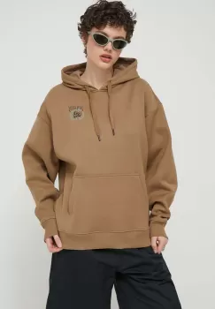 Vans bluza femei, culoarea maro, cu gluga, cu imprimeu imagine