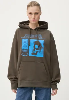 Vans bluza femei, culoarea maro, cu gluga, cu imprimeu, VN000JTPD4C1 imagine