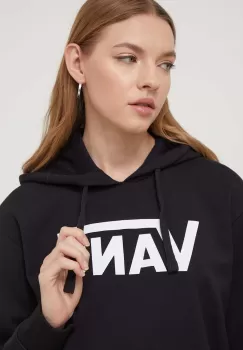 Vans bluza femei, culoarea negru, cu gluga, cu imprimeu imagine