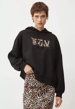 Vans bluza femei, culoarea negru, cu gluga, cu imprimeu, VN000KH9BLK1 imagine