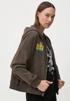 Vans bluza femei, culoarea verde, cu gluga, cu imprimeu, VN000JTVD4C1 imagine