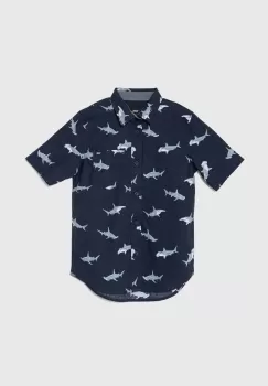 Vans camasa de bumbac pentru copii SHARK SS culoarea verde imagine