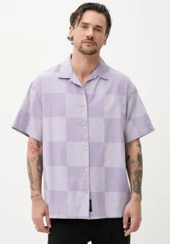 Vans camasa din bumbac barbati, culoarea violet, cu guler clasic, relaxed, VN000M18E571 imagine