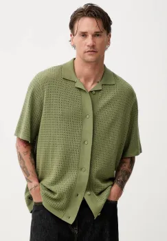 Vans camasa din bumbac culoarea verde, relaxed, VN000KUYZBF1 imagine