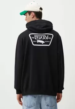 Vans hanorac de bumbac barbati, culoarea negru, cu gluga, cu imprimeu, VN000HNZBLK1 imagine