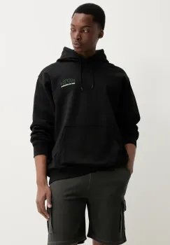 Vans hanorac de bumbac barbati, culoarea negru, cu gluga, cu imprimeu, VN000M1PBLK1 imagine
