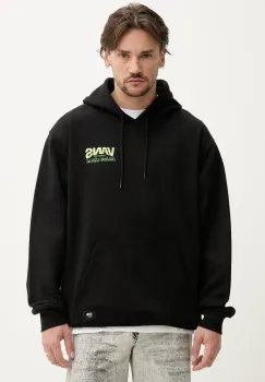Vans hanorac de bumbac barbati, culoarea negru, cu gluga, cu imprimeu, VN000NHRBLK1 imagine