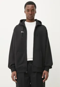 Vans hanorac de bumbac barbati, culoarea negru, cu gluga, cu imprimeu, VN000P53Y281 imagine