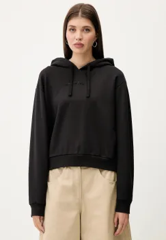 Vans hanorac de bumbac culoarea negru, cu gluga, uni, VN000RAHBLK1 imagine