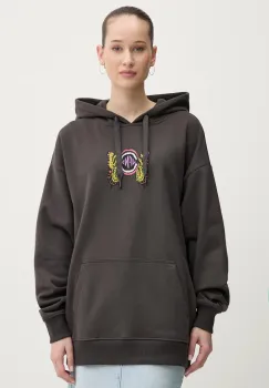 Vans hanorac de bumbac femei, culoarea maro, cu gluga, cu imprimeu, VN000NXVBLK1 imagine