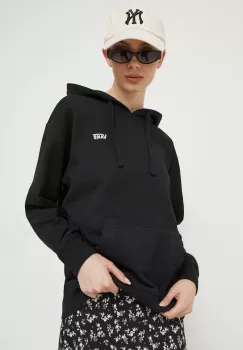 Vans hanorac de bumbac femei, culoarea negru, cu gluga, cu imprimeu imagine