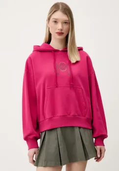Vans hanorac de bumbac femei, culoarea roz, cu gluga, cu imprimeu, VN000NY1C9L1 imagine
