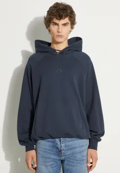 Vans hanorac de bumbac Premium Classics LX Hoodie Fleece barbati, culoarea albastru marin, cu gluga, neted, VN000GZ1D6Q1 imagine