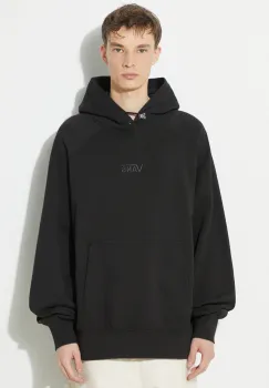 Vans hanorac de bumbac Premium Standards Hoodie Fleece LX barbati, culoarea negru, cu gluga, neted, VN000GZ1BLK1 imagine