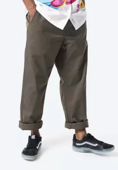 Vans pantaloni Authentic Chino culoarea verde, fason chinos, medium waist VN0A5FJBKCZ-green imagine