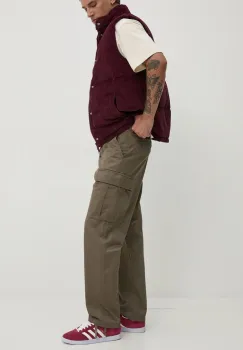 Vans pantaloni de bumbac culoarea verde, drept, VN0008N69JC1 imagine