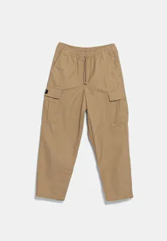 Vans pantaloni de bumbac pentru copii Range Cargo Baggy Tapered Pant culoarea verde, neted, VN000NW44MG1 imagine