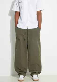 Vans pantaloni de bumbac Premium Standards Easy Trouser LX culoarea verde, drept, VN000GZ2KCZ1 imagine