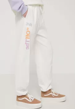 Vans pantaloni de trening culoarea bej, cu imprimeu imagine