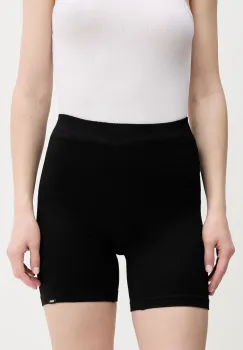 Vans pantaloni scurti culoarea negru, uni, high waist, VN000RW9BLK1 imagine