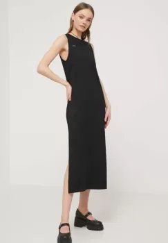 Vans rochie din bumbac culoarea negru, midi, evazati imagine