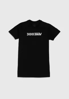 Vans rochie din bumbac pentru copii CHALKBOARD RELAXED TEE DRESS culoarea negru, mini, oversize imagine