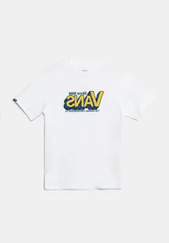 Vans tricou de bumbac pentru copii Checker Drop culoarea alb, cu imprimeu, VN000MK6WHT1 imagine