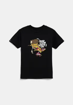 Vans tricou de bumbac pentru copii Pizza Me culoarea negru, cu imprimeu, VN000MMMBLK1 imagine