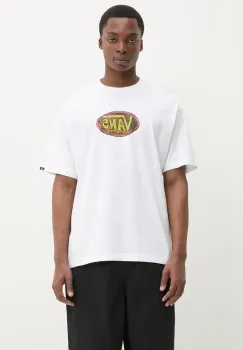 Vans tricou din bumbac barbati, culoarea alb, cu imprimeu, VN000NHWWHT1 imagine