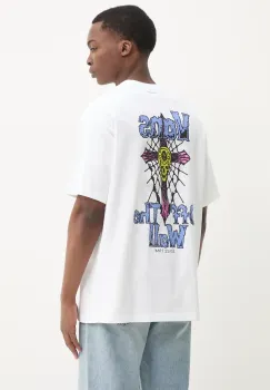 Vans tricou din bumbac barbati, culoarea alb, cu imprimeu, VN000NWNWHT1 imagine