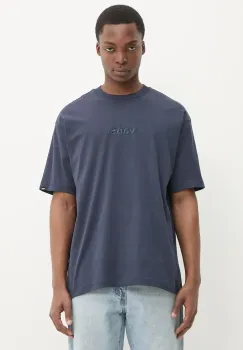 Vans tricou din bumbac barbati, culoarea albastru marin, neted, VN000HPZJDU1 imagine