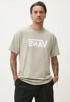 Vans tricou din bumbac barbati, culoarea bej, cu imprimeu, VN000GGGZUJ1 imagine